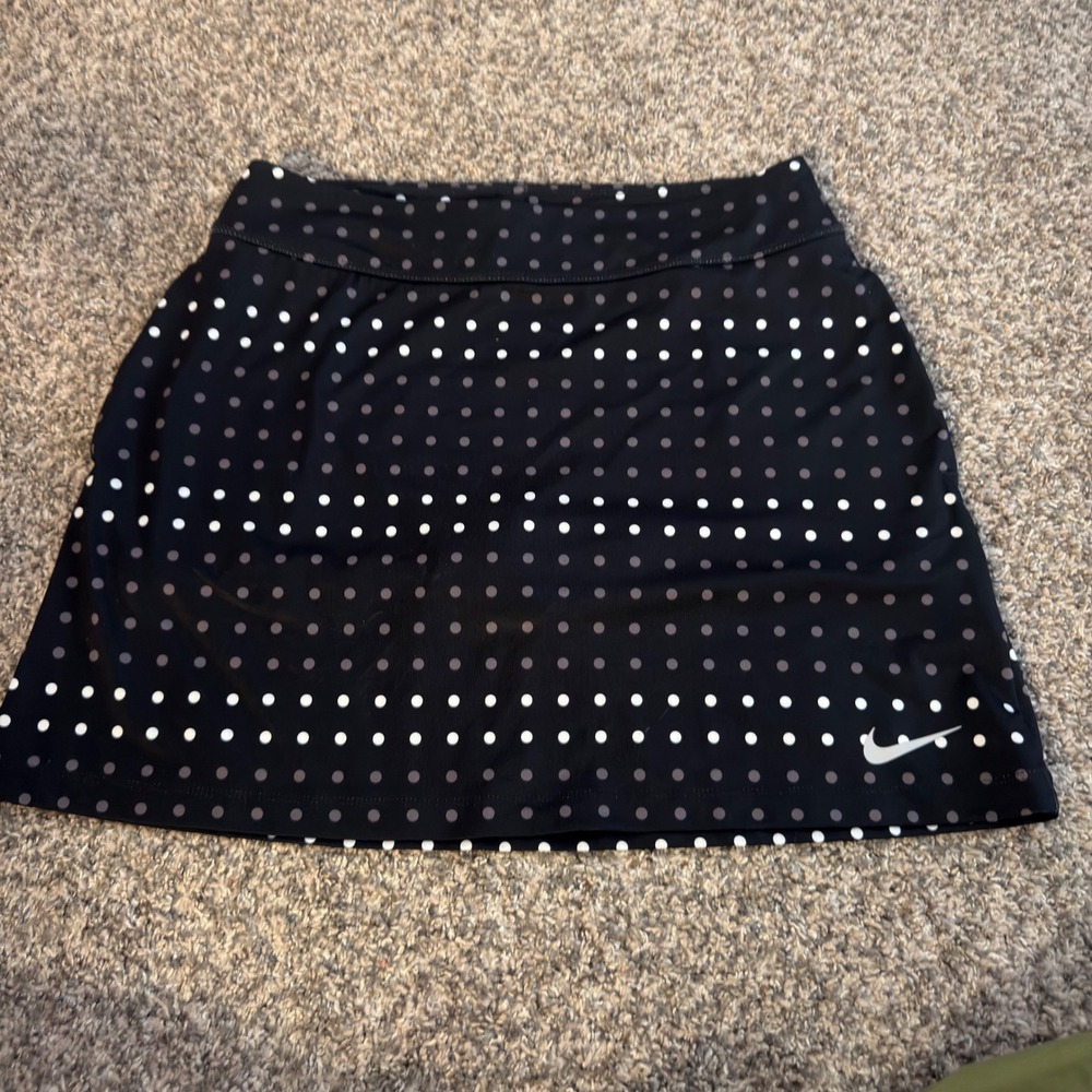 Nike Dri-FIT Women Black Polka Dot Athletic Skort Small Built-in Shorts Pocket